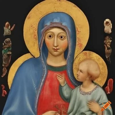 “Madonna and Child” – Eine betörende Darstellung von Liebe und Schutz, eingefangen in goldenen Details!